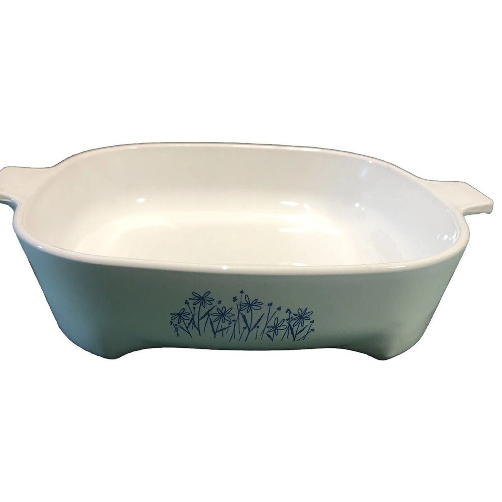 Corning Ware Sears Model 8467310 Blue Daisy 8.5 Inch Microwave Browning Dish VTG
